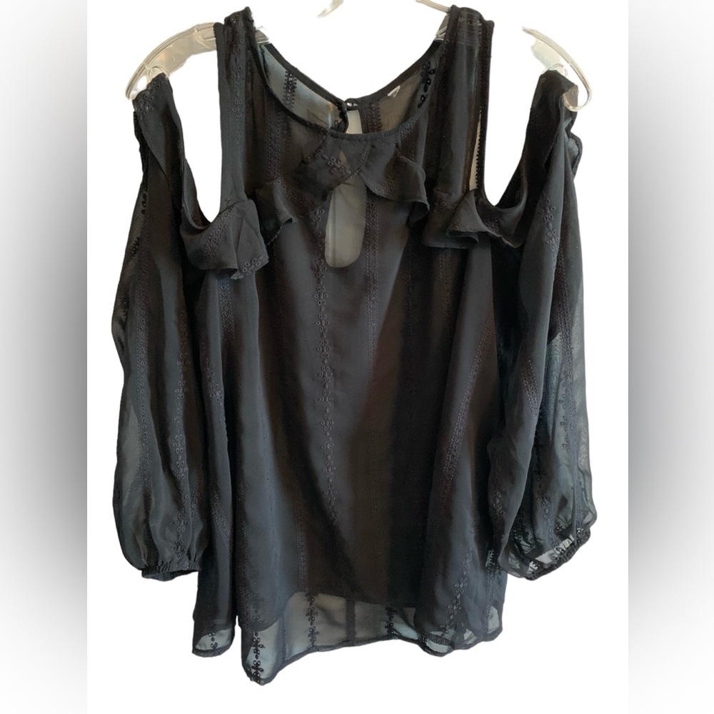 Sheer Cold Shoulder Blouse Sz L
